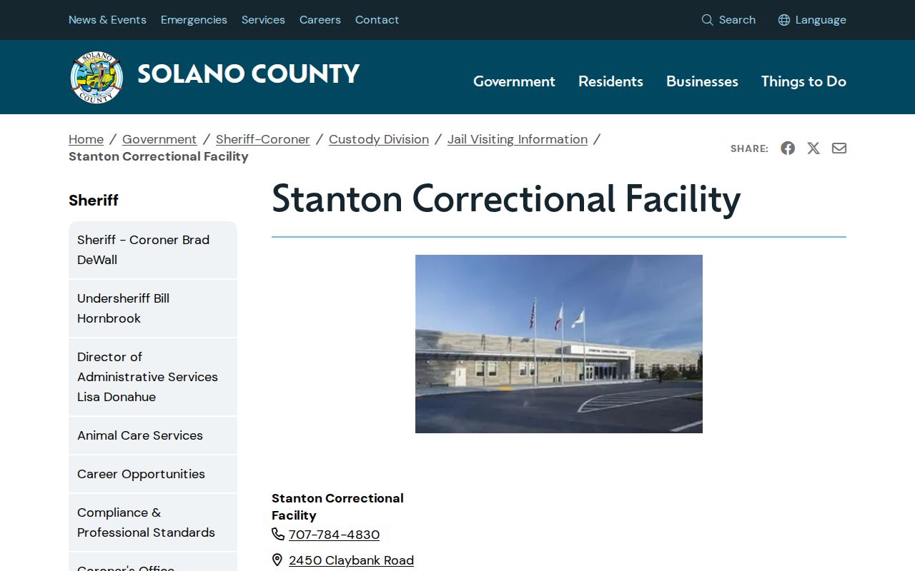 Stanton Correctional Facility information page